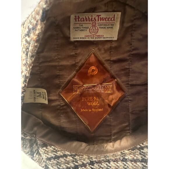 Pitlochry Tweed Herringbone Plaid Wool Baker Boy Hat Size Medium Vtg Golf - Picture 6 of 6